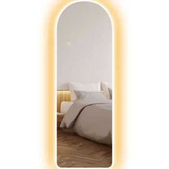 HOMCOM Oglinda de Perete in Forma de Arc cu Iluminare LED, Control Tactil si Sticla Calita, 40x3x120 cm, Transparenta | Aosom Romania imagine