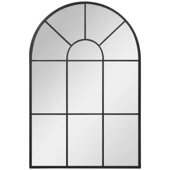 HOMCOM Oglinda de perete moderna arcuita, 91 x 60 cm oglinzi fereastra pentru living, dormitor, negru | AOSOM RO  imagine
