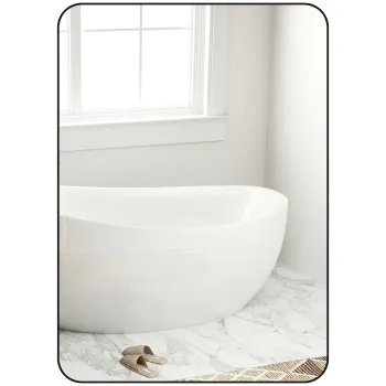 HOMCOM Oglinda de perete oglinda de baie rectangulara cu rama din aliaj de aluminiu negru pentru dormitor, sufragerie 50 x 70 cm | Aosom Romania imagine