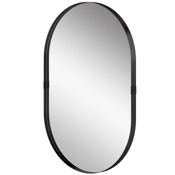 HOMCOM Oglinda de perete, oglinda decorativa 60 x 90 cm din sticla securizata cu cadru din aluminiu, pentru dormitor, living, hol, negru | Aosom Romania imagine