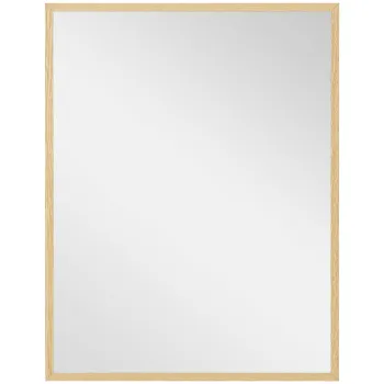 HOMCOM Oglinda de perete rectangulara 90 x 70 cm, cadru din lemn, ideala pentru baie, sufragerie sau dormitor, naturala | Aosom Romania imagine