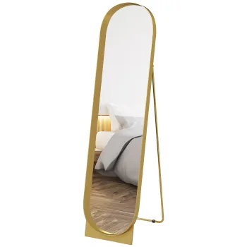 HOMCOM Oglinda de Podea Autoportanta din Metal 40x150 cm Auriu | Aosom Romania imagine