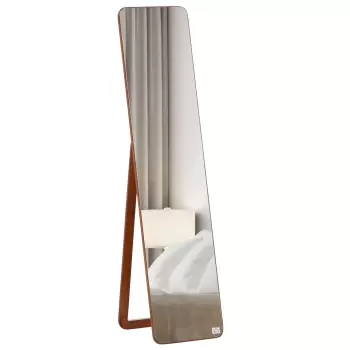 HomCom oglinda de podea, cadru din lemn, 43x37x156 cm | AOSOM RO imagine