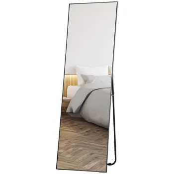 HOMCOM Oglinda de Podea Corp Intreg Autoportanta sau de Perete 50x160 cm Neagra | Aosom Romania imagine