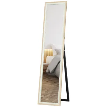 HOMCOM Oglinda de Podea Moderna, Oglinda de Perete si Podea Bicolora pentru Dormitor si Hol, 37x157 cm, Alb | Aosom Romania imagine