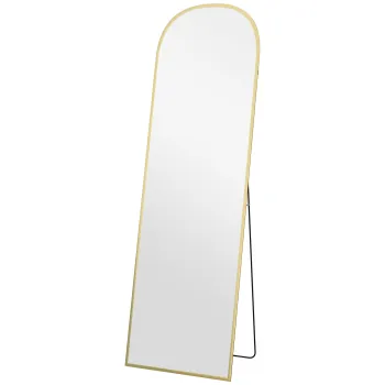 HOMCOM Oglinda de Podea si Perete cu Suport Pliabil, 50x161.5cm, Auriu | Aosom Romania imagine