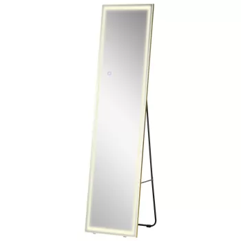 HOMCOM Oglinda de sine statatoare cu suport si lumina LED reglabila, oglinda de perete | AOSOM RO imagine
