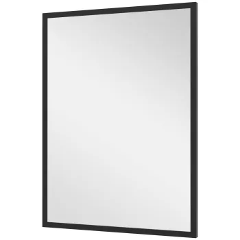 HOMCOM Oglinda Dreptunghiulara de Perete cu Carlige, Sticla si MDF, 60x80 cm, Negru imagine