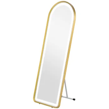 HOMCOM Oglinda in picioare oglinda de perete oglinda pentru intregul corp inclusiv accesorii de fixare pe perete, 151,5 x 50 x 4 cm, Auriu | Aosom Romania imagine