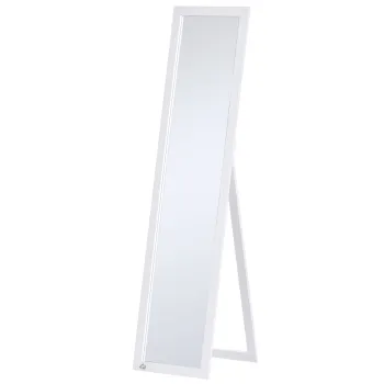 HOMCOM Oglinda Inalta cu Suport Pliabil din MDF si Sticla Alba | Aosom Romania imagine
