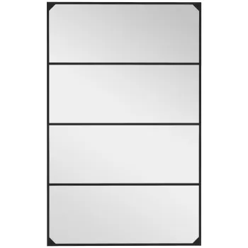 HOMCOM Oglinda Industriala de Perete, Oglinda Dreptunghiulara cu Rama Metalica, Oglinda Decorativa, 109x2x69 cm, Negru imagine