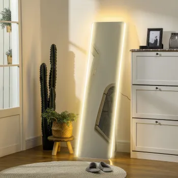 HOMCOM Oglinda intreaga cu LED-uri, control tactil, reglabil, fara rama, 40 x 150 cm | Aosom Romania imagine