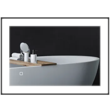HOMCOM Oglinda LED pentru Baie cu 3 Temperaturi si Lumina cu Intensitate Reglabila, 70x3x50 cm, Negru | Aosom Romania imagine