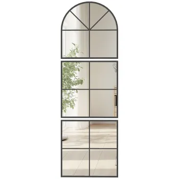 HOMCOM Oglinda murala arhitectonica 60 x 180 cm fereastra cu cadru metalic, pentru salon, dormitor, hol, negru | Aosom Romania imagine