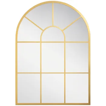 HOMCOM Oglinda murala din metal cu rama aurie in forma arcuita - 70 x 50 cm - decor pentru intrare, dormitor, living | Aosom Romania imagine