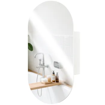 HOMCOM Oglinda Ovala Moderna cu Dulap si Doua Rafturi, 45x90 cm, Alb | Aosom Romania imagine