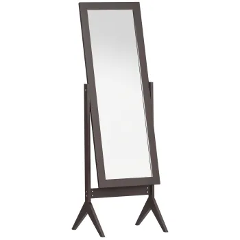 HOMCOM Oglinda pe Podea Oglinda Mare Inclinabila pentru Dressing Camera dim. 47L x 46l x 148H cm din Lemn Maro Inchis | Aosom Romania imagine
