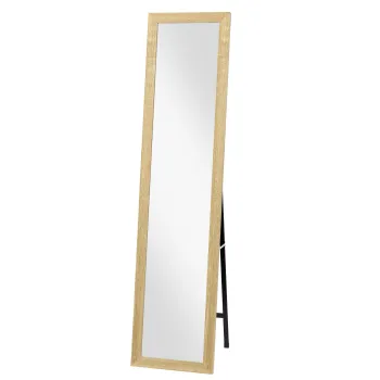 HOMCOM, Oglinda pe suport, pentru perete sau asezare, cu rama din lemn, pentru living sau dormitor, 37 x 155 cm, maro deschis | Aosom Romania imagine