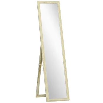 HOMCOM Oglinda pe suport si de perete dreptunghiulara oglinda in picioare full length Dressing Dormitor Living 37x37x154cm lemn natural | Aosom Romania imagine