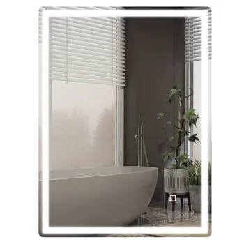 HOMCOM Oglinda pentru baie LED. Buton tactil, functie anticeata, 60 x 80 x 4 cm, Alb | Aosom Romania imagine