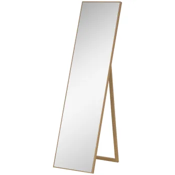 HOMCOM Oglinda pentru intregul corp cu suport, independenta, 40 cm x 150 cm, natural | Aosom Romania imagine