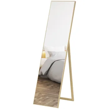 HOMCOM Oglinda rectangulara de podea pentru vestiar, living, baie, hol 40 x 47 x 147 cm natural | Aosom Romania imagine
