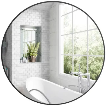 HOMCOM Oglinda rotunda oglinda baie cadru metalic usor de instalat, pentru dormitor, living, intrare, O 70 x 2,5 cm negru | Aosom Romania imagine