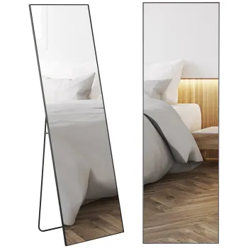 HOMCOM Oglinda Verticala din Metal, 50x2x161.5 cm, Negru | Aosom Romania imagine