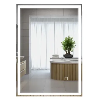 HOMCOM Oglinzi de baie, oglinda pentru baie cu LED-uri cu comutator tactil, Alb | Aosom Romania imagine