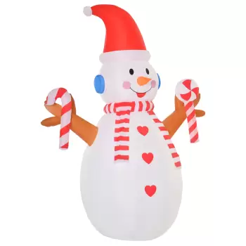 HOMCOM Om de Zapada Gonflabil de 240cm, Decoratiune de Craciun pentru Exterior cu Lumini cu LED, din Poliester Impermeabil IP44 imagine