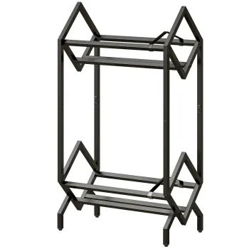 HOMCOM Organizator CD-uri pentru 50 CD-uri, Organizator Viniluri 2 Niveluri din Metal pentru DVD-uri, Carti, Albume, Negru | Aosom Romania imagine