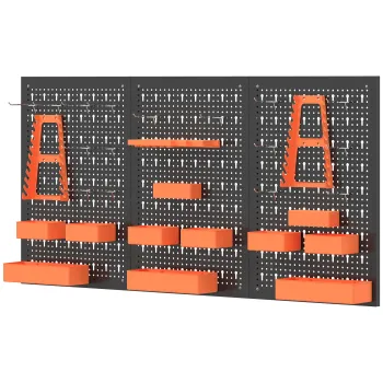 HOMCOM Organizator de unelte de perete 33 piese 120x60 cm cu carlige, containere si rafturi  Negru si Portocaliu | Aosom Romania imagine