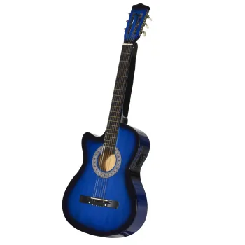 HOMCOM Pachet chitara electrica kit chitara electrica cu husa, curea, corzi, plectre, cablu, 96,5x35,8x8,5cm, albastru si negru | Aosom Romania imagine