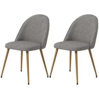HOMCOM Pachet de 2 Scaune de Sufragerie Scaune de Bucatarie Tapitate cu Material Textil de In si Picioare din Otel Capacitate 120 kg 50x52x83 cm Gri | Aosom Romania imagine