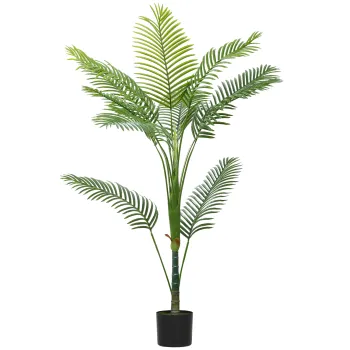 HOMCOM Palma Artificiala Areca inalta de 150 cm, Planta Falsa Realista pentru Interioare cu Vas, Decoratiune pentru Casa si Birou, Verde | Aosom Romania imagine