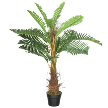 HOMCOM Palmier Artificial palmier 100 cm cu 21 frunze din PEVA, planta decorativa cu ghiveci din plastic, verde | Aosom Romania imagine