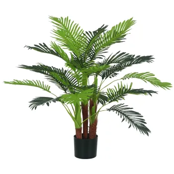 HOMCOM Palmier Artificiel H.1 m Arbore Artificial Trunchi Ramuri Lichen Frunze Mare Realism Ghiveci Inclus | Aosom Romania imagine