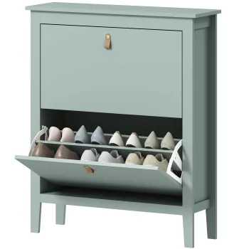 HOMCOM Pantofar cu 2 Sertare Rabatabile pentru 14 Perechi de Pantofi si Rafturi Reglabile, 80x24x95.5 cm, Verde | Aosom Romania imagine