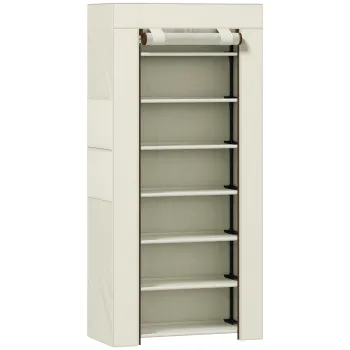 HOMCOM Pantofar cu 7 niveluri, pantofar ingust din otel cu husa din material netesut 2 buzunare pentru 14-21 de perechi bej | Aosom Romania imagine
