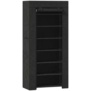 HOMCOM Pantofar cu 7 niveluri, Pantofar ingust din otel cu husa din tesatura netesuta 2 buzunare pentru 14-21 perechi Negru | Aosom Romania imagine