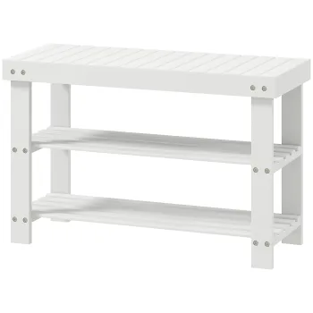 HOMCOM Pantofar tip Bancuta pentru Hol cu 3 Niveluri, 70x28x45 cm, Lemn natural | Aosom Romania imagine