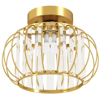 HOMCOM Plafoniera moderna, cristale, auriu, soclu E27, ideala pentru living si dormitor | Aosom Romania imagine