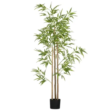 HOMCOM Planta artificiala Bambus arbore artificial inaltime 180 cm cu ghiveci, decor interior, foarte realist | Aosom Romania imagine