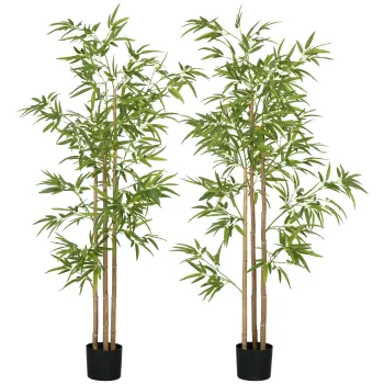 HOMCOM Planta artificiala Bambus copac artificial inaltime 180 cm cu ghiveci, decor interior, foarte realist | Aosom Romania imagine