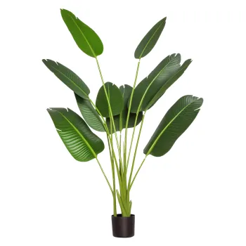 HOMCOM Planta Artificiala Bananiera de 160 cm cu Ghiveci si 10 Frunze Realiste Planta Tropicala Sintetica pentru Decorare in Interior si Exterior Birou Acasa Verde | Aosom Romania imagine