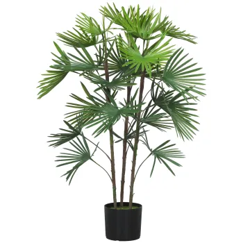 HOMCOM Planta artificiala de 90 cm din plastic verde cu ghiveci de O16.5x13.5 cm | Aosom Romania imagine
