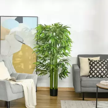 HOMCOM planta artificiala de bambus, cu ghiveci, 160cm, verde | Aosom Ro imagine