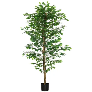 HOMCOM Planta Artificiala de Ficus cu 1260 Frunze, Planta Artificiala cu Ghiveci Inclus, O17,5x14,5 cm, Verde | Aosom Romania imagine