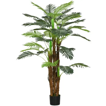 HOMCOM Planta Artificiala de Interior in Ghiveci, cu 36 Frunze din PE si Ciment, O16x160 cm, Verde | Aosom Romania imagine