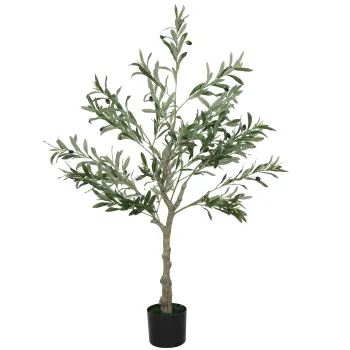 HOMCOM Planta Artificiala de Maslin cu 450 de Frunze, 20 de Masline si Ghiveci Inclus, O15x120 cm, Verde | Aosom Romania imagine